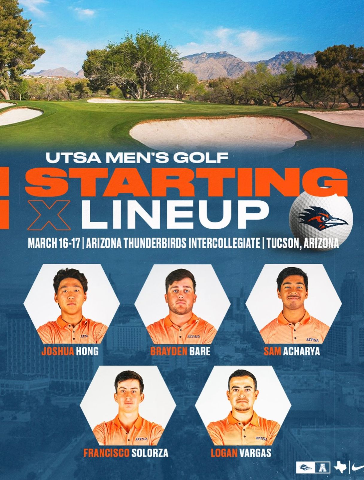 UTSA Men's Golf Arizona Thunderbirds Lineup