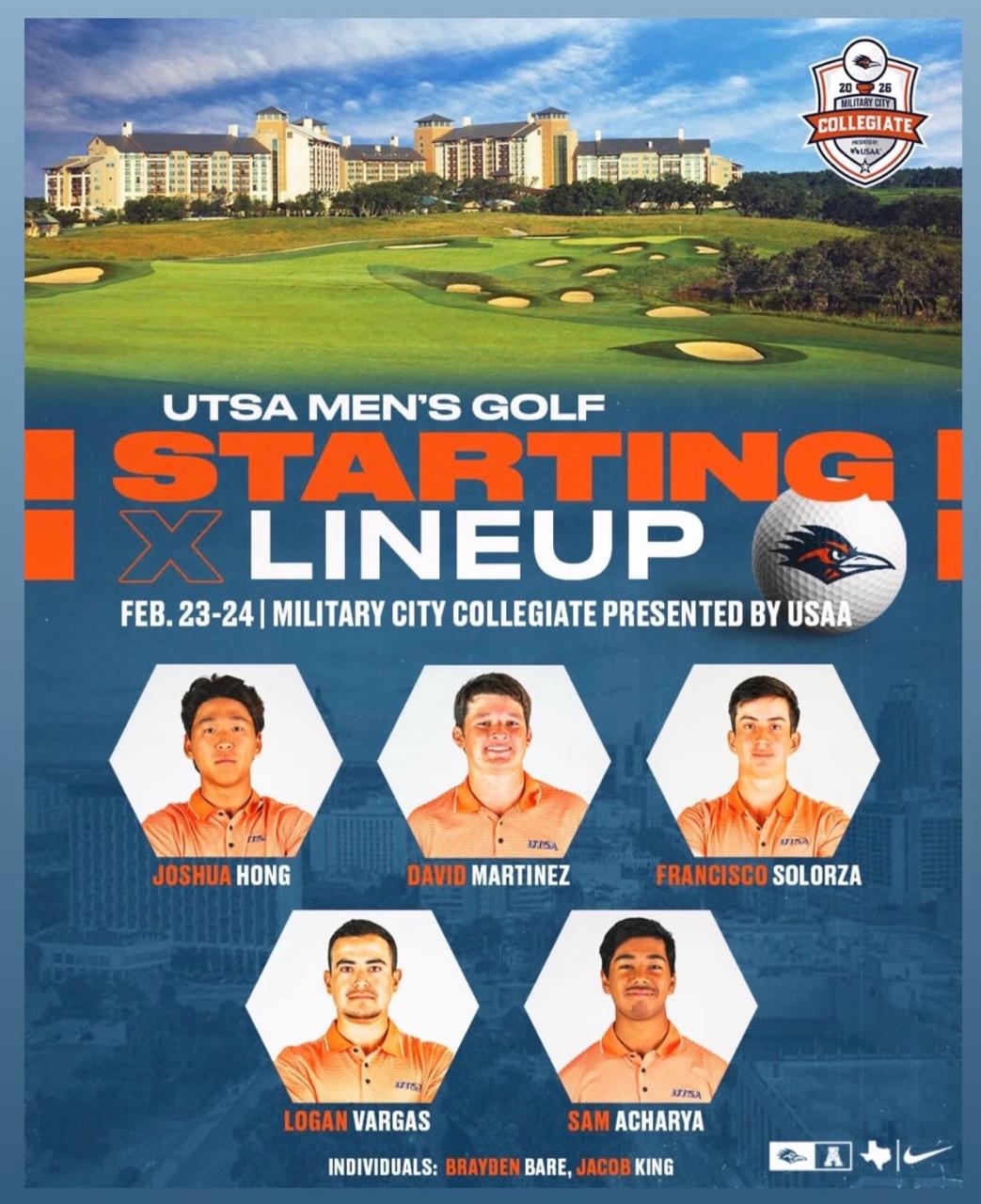 Joshua Hong UTSA Men's Golf 2026 Military City Collegiate Lineup