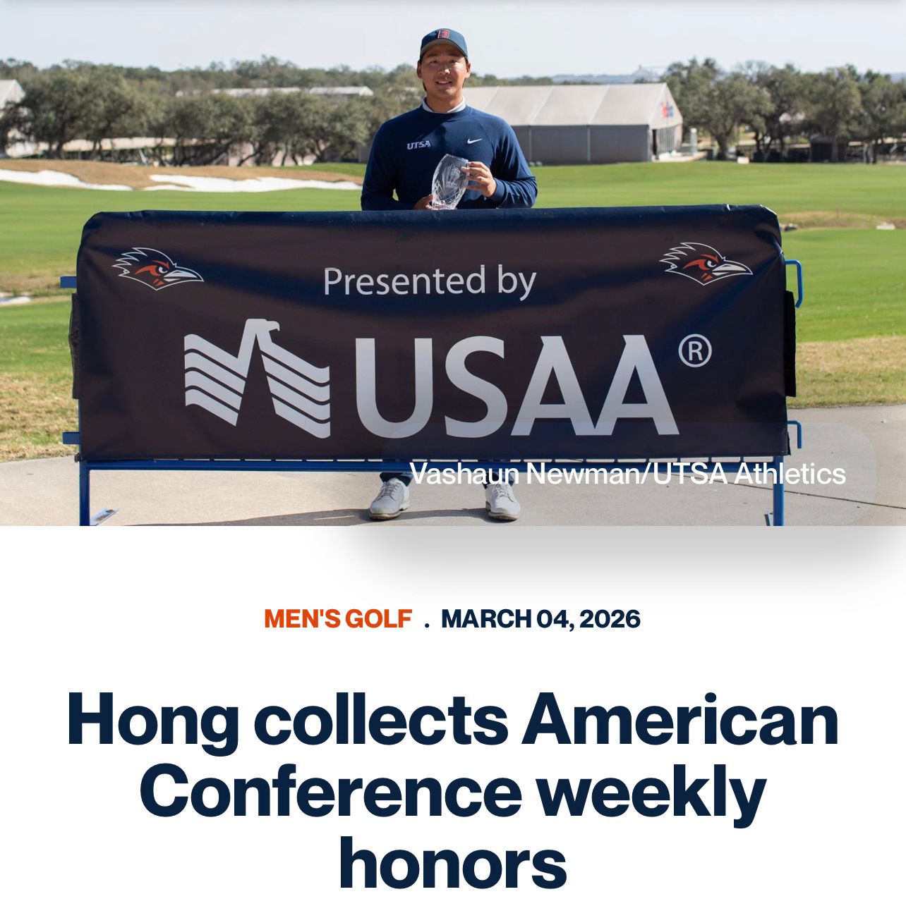 Joshua Hong American Conference POTW Honor Article