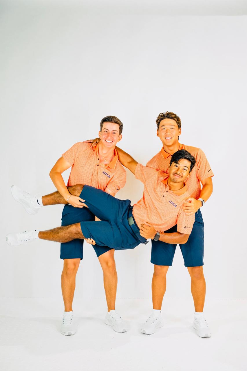 Joshua Hong with teammates Francisco Solorza and Sadbhav Acharya (Sam) during the freshman team photo day