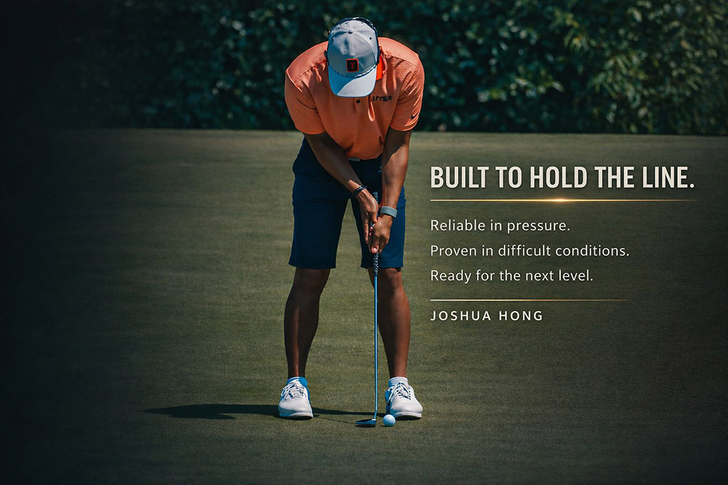 Joshua Hong putting during NCAA competition
