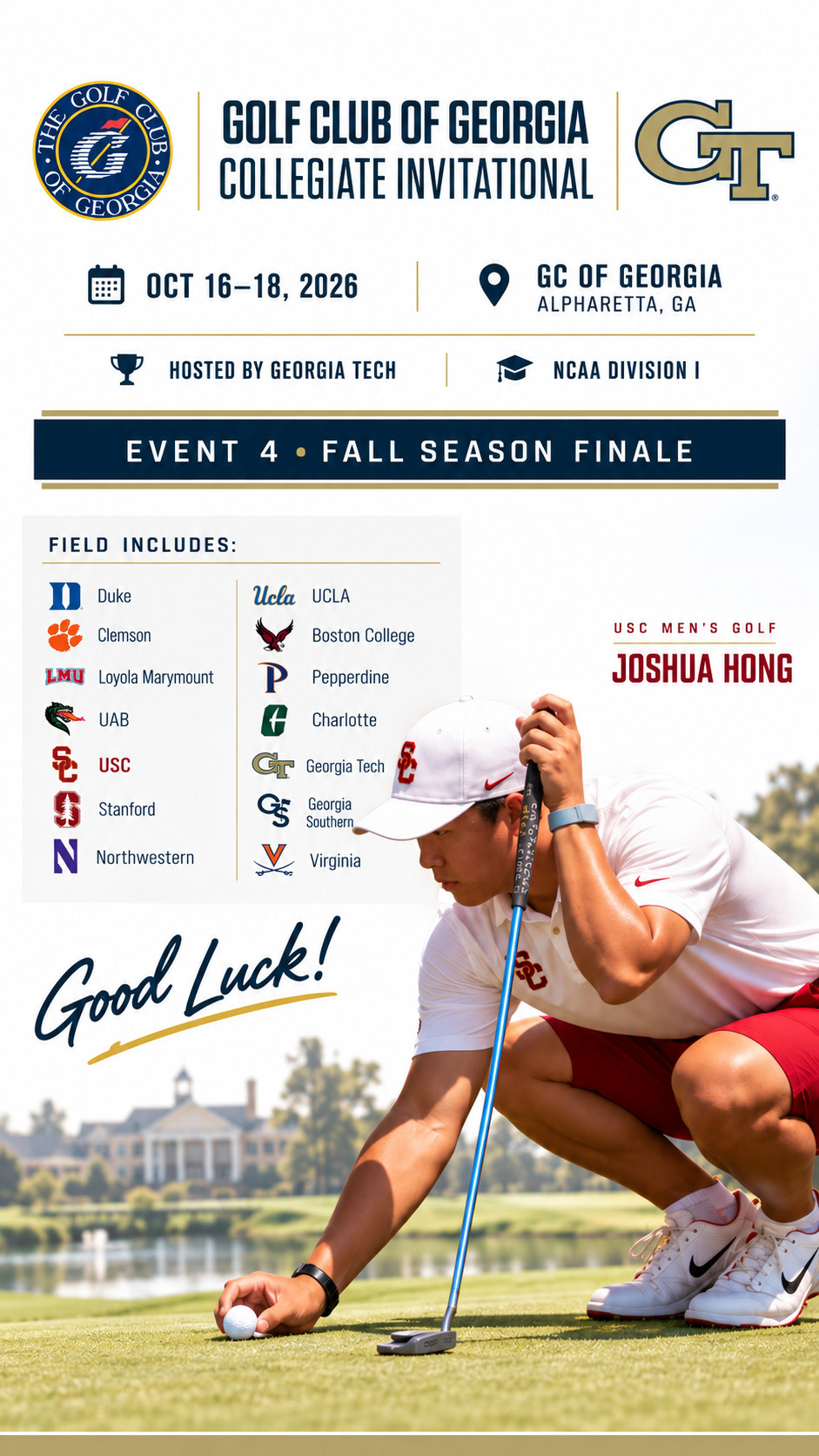 Joshua Hong usc men's golf Fall final the golf club of georgia intercollegiate