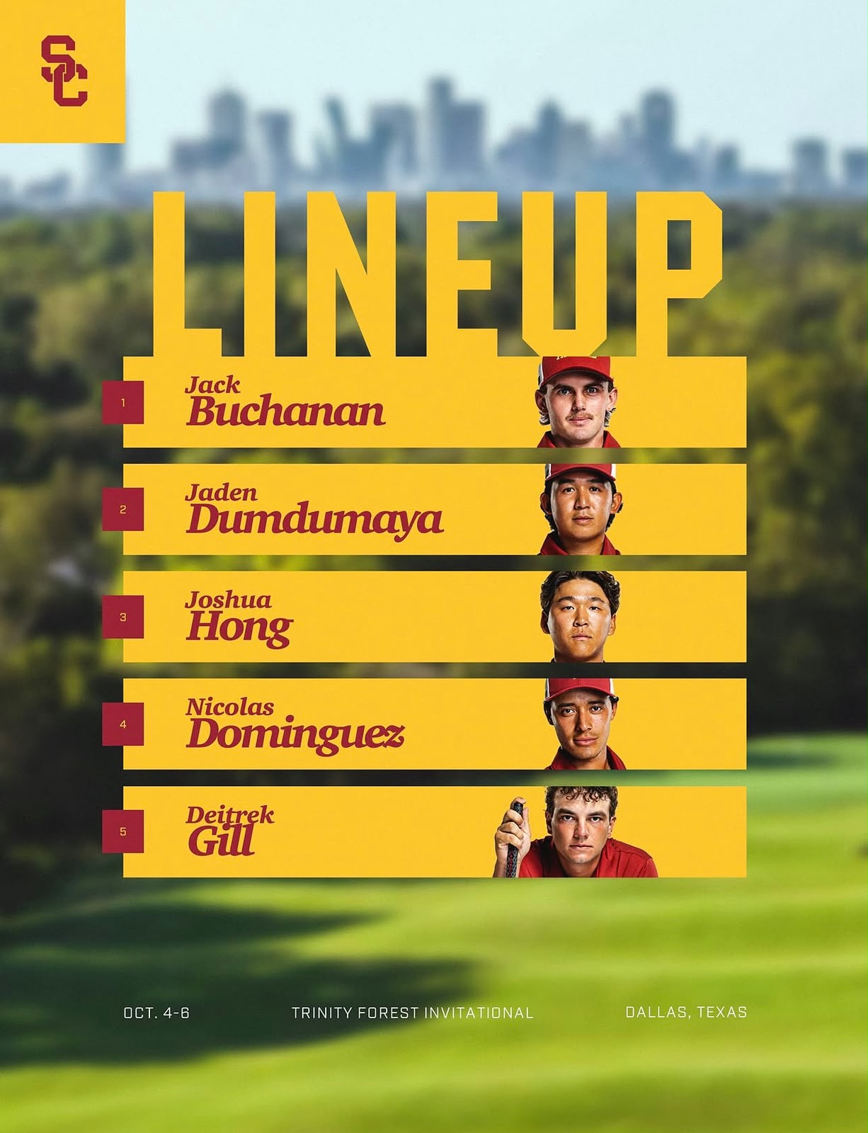 Joshua Hong USC Men’s Golf Trinity Forest Invitational Lineup