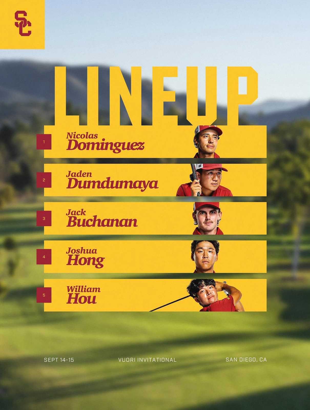 Joshua Hong USC Vuori Invitational lineup