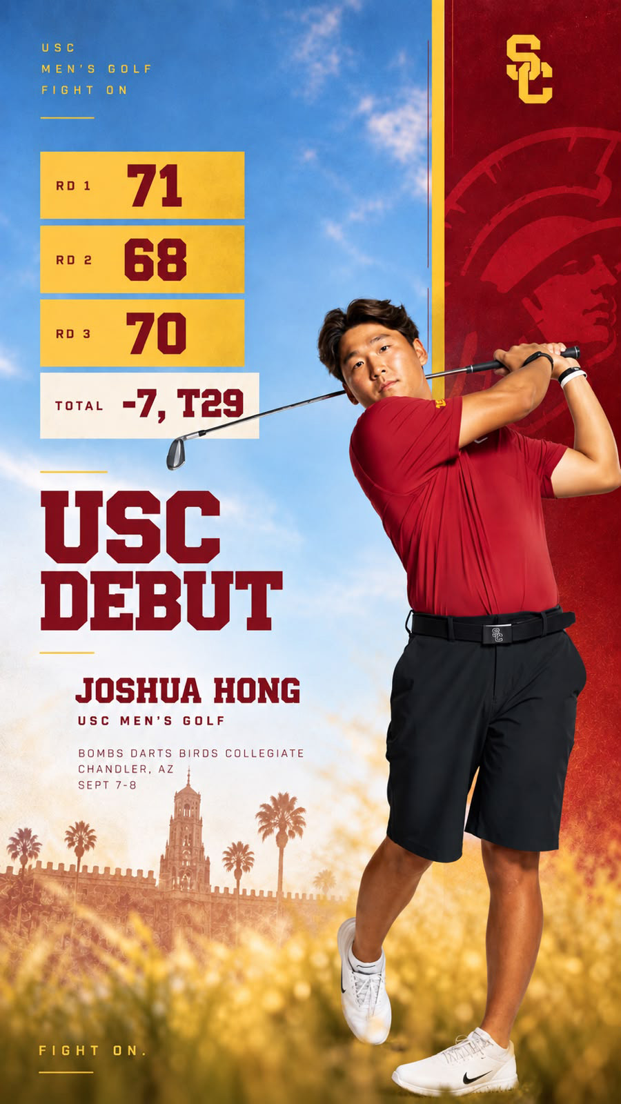 Joshua Hong USC debut result at the 2026 Bombs Darts Birds Collegiate